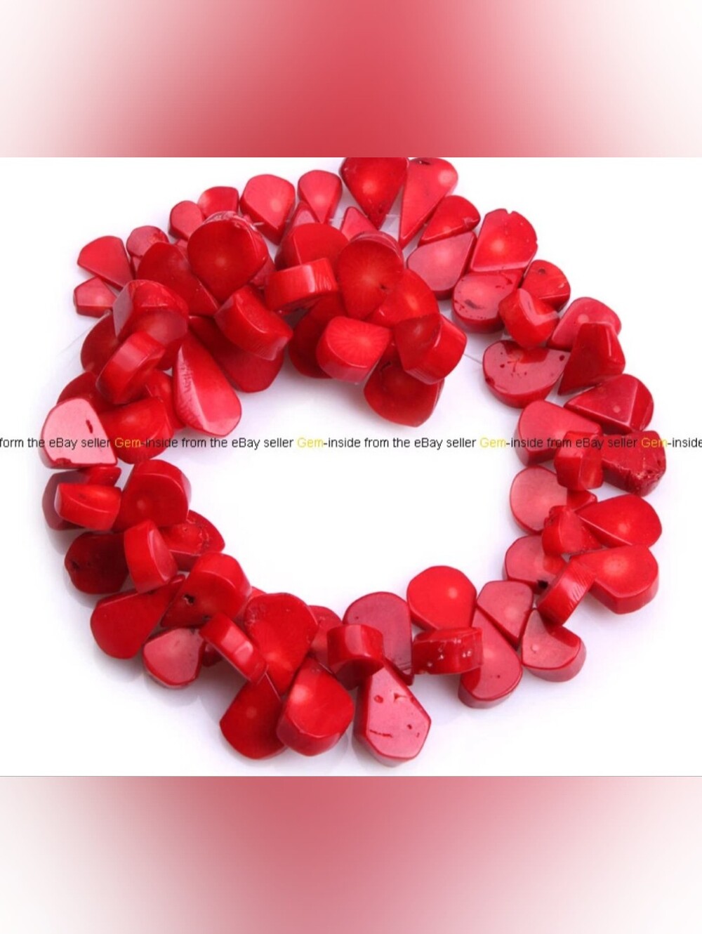 Red Coral Teardrop Beads - Picture 4 of 4